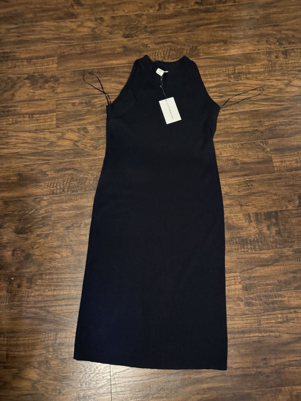 Lucky Brand Dress Womens Black Knit Bodycon Midi New Sz:XL